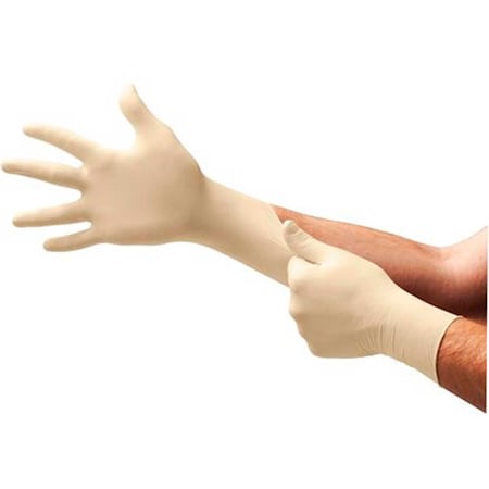 Ansell TouchNTuff 69-318, Disposable Gloves, 5 Palm, Latex, Powder-Free, M, 100 PK, Beige 6931800M
